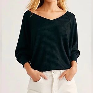 NWT Free People Santa Clara Thermal Black
